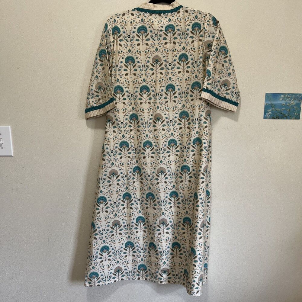 Libas Kurta Size Large Teal Floral Summer Spring - Picture 4 of 5